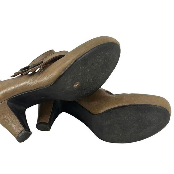 Jeffrey Campbell Heels Alberta Mary Jane Strappy Size 9 Brown Pin Up Retro Shoes - Picture 7 of 12